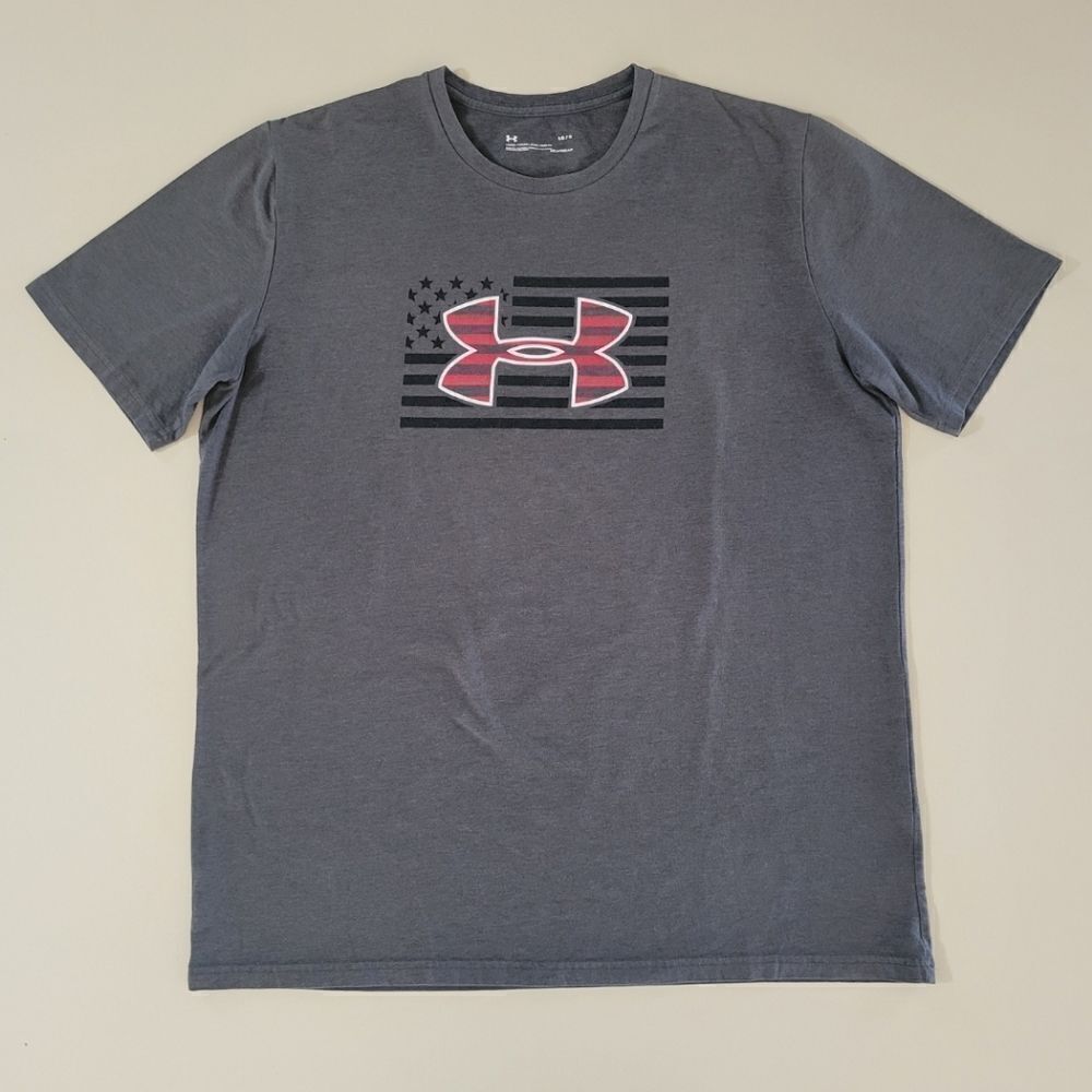 Under Armour Men's Gray Patriotic Heatgear Loose Fit Short Sleeve Tee - Picture 2 of 13